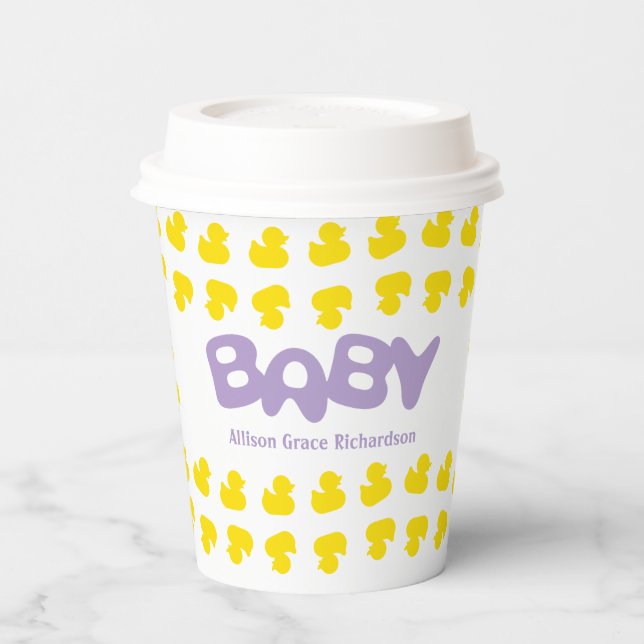 Rubber Ducks with Baby Name Paper Cups (Left)