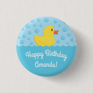 Rubber Ducky 1st Birthday Party Kids Baby 3 Cm Round Badge