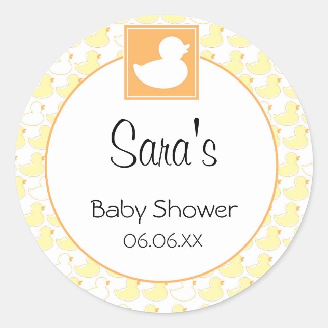 Rubber Ducky Baby Invitation or Favour Sticker (Front)
