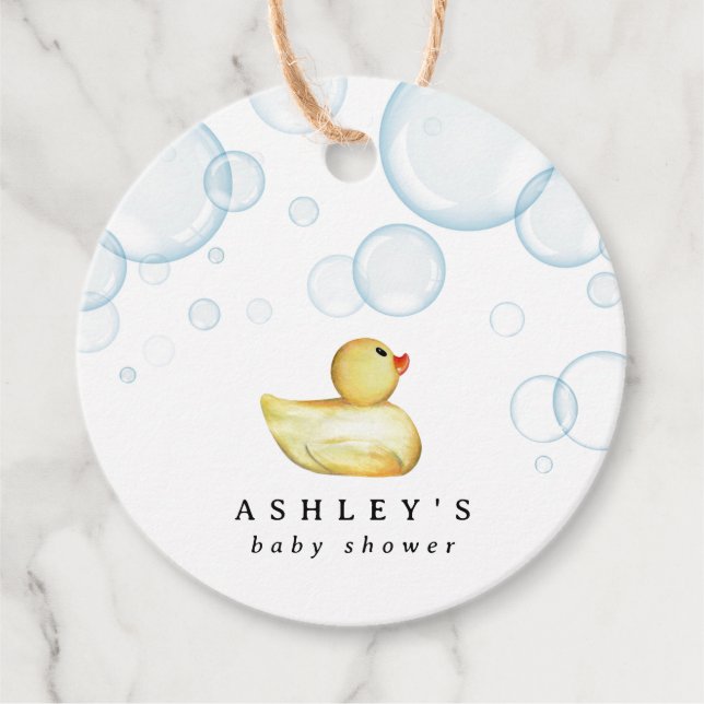 Rubber Ducky Baby Shower Favour Tags (Front)