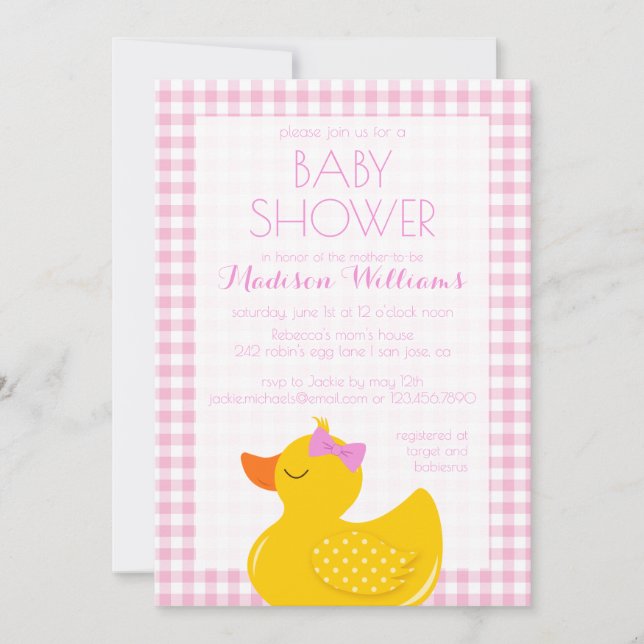 Rubber Ducky Baby Shower Invitation (Front)