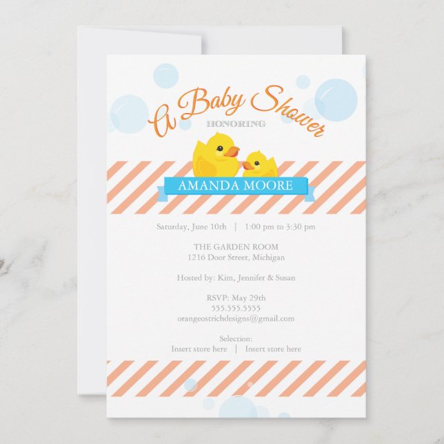 Rubber Ducky Baby Shower Invitation (Front)