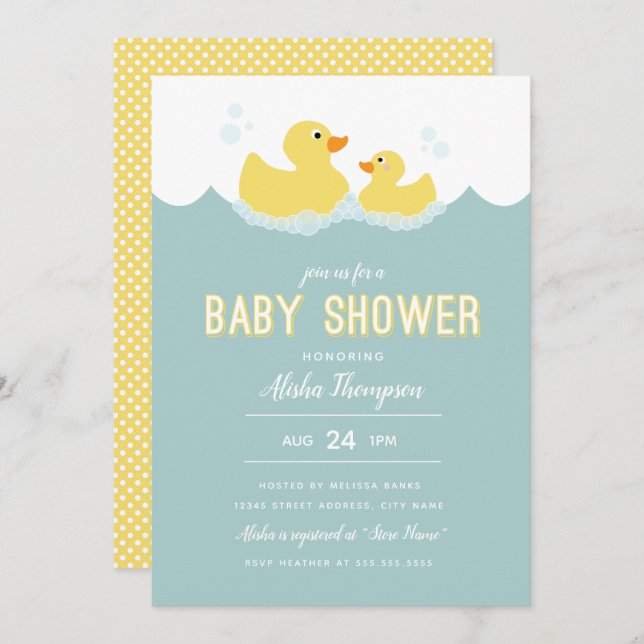 Rubber Ducky Baby Shower Invitation (Front/Back)