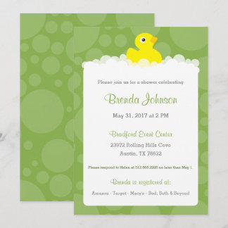 Rubber Ducky Baby Shower Invitation - Green