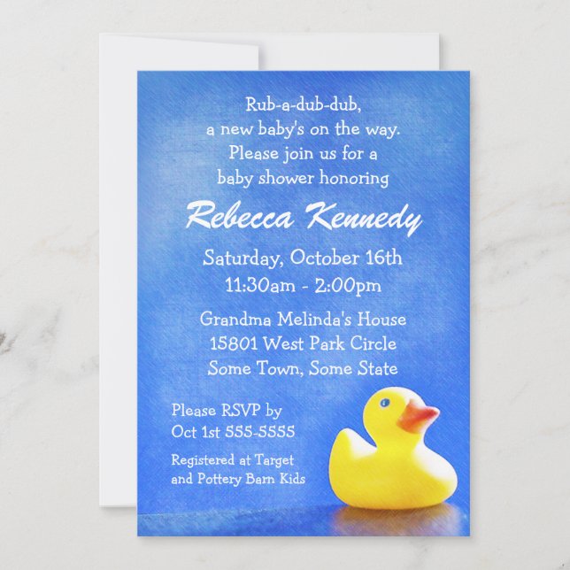 Rubber Ducky Baby Shower Invitations (Front)