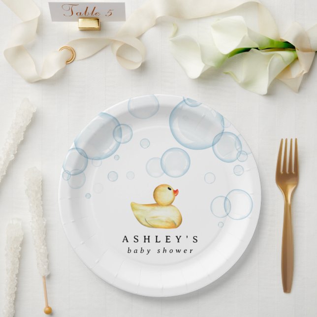 Rubber Ducky Baby Shower Paper Plate (Wedding)