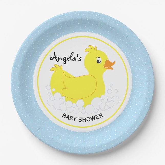 Rubber Ducky Baby Shower Paper Plates (Front)