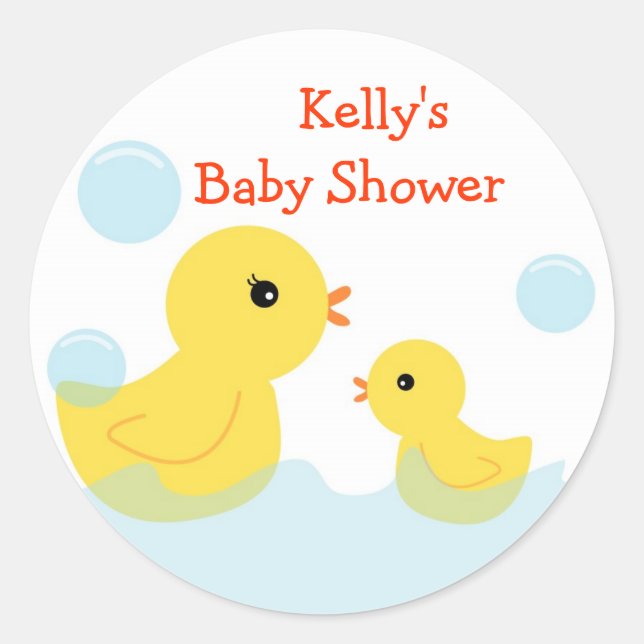 Rubber Ducky Baby Shower Stickers (Front)