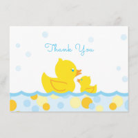 Rubber Ducky Baby Shower Thank You blue and yellow