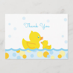 Rubber Ducky Baby Shower Thank You blue and yellow Card