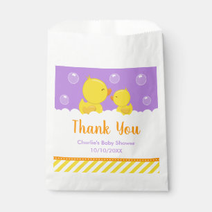 Rubber Ducky Baby Shower Yellow Purple Thank You Favour Bags