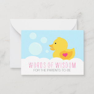 Rubber Ducky Bubble Bath Girl Baby Shower Advice Card