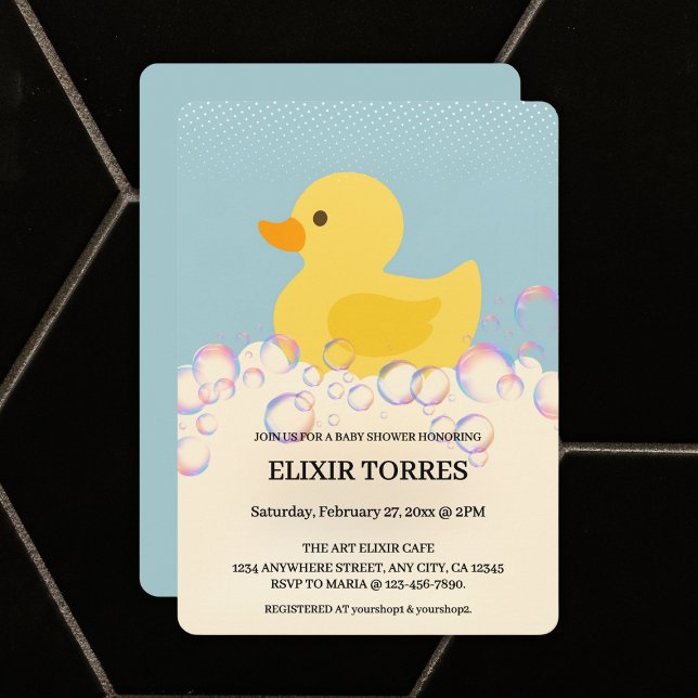 Rubber Ducky Bubbles Baby Shower Invitation (Creator Uploaded)