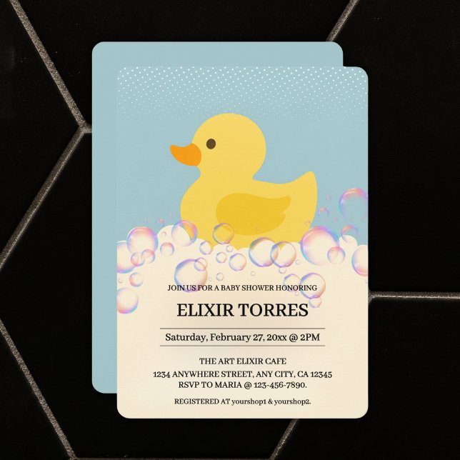 Rubber Ducky Bubbles Baby Shower Invitation (Creator Uploaded)