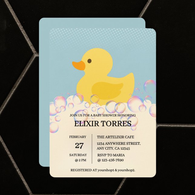 Rubber Ducky Bubbles Baby Shower Invitation (Creator Uploaded)