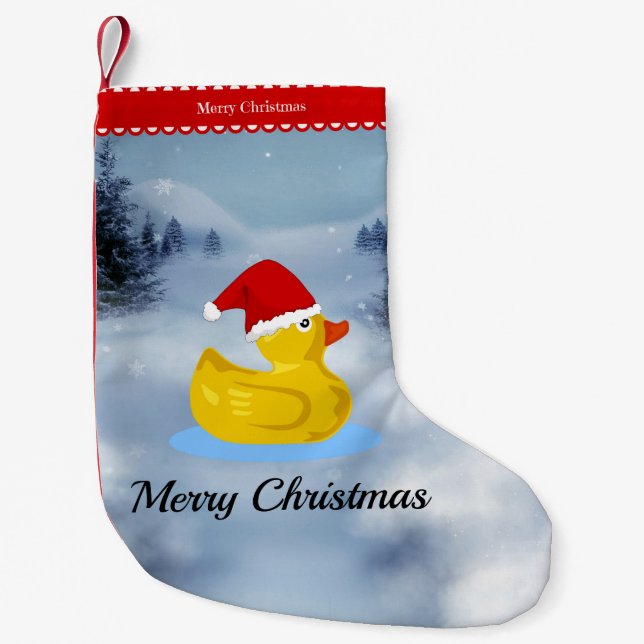 Rubber Ducky Christmas Greetings Small Christmas Stocking (Front)