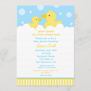 Rubber Ducky Duck Baby Shower Invitation for girl