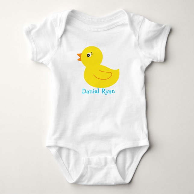 Rubber Ducky Duck Personalised Baby T-Shirt Bodysuit (Front)
