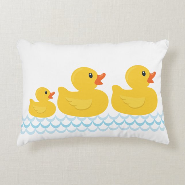 Rubber Ducky Family Nursery Pillow – Yellow Duck L (Front)