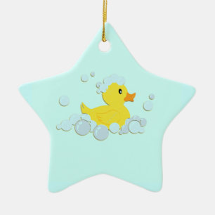 Rubber Ducky in Bubbles Ceramic Tree Decoration