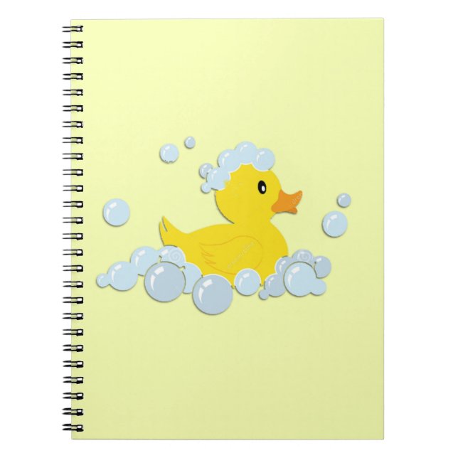 Rubber Ducky in Bubbles Spiral Notebook (Front)