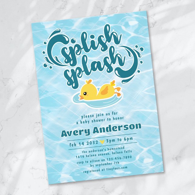 Rubber Ducky Splish Splash Baby Shower Invitation (Creator Uploaded)