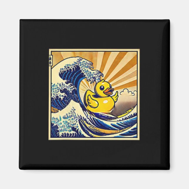 Rubber Ducky Surfing A Wave  Magnet (Front)