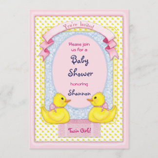Rubber Ducky Twin Girls Shower Invitation