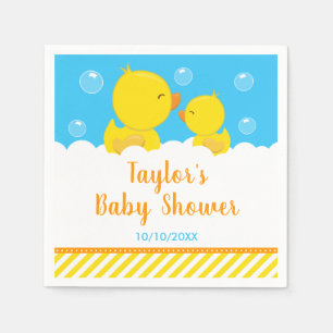 Rubber Ducky Yellow and Blue Baby Shower Napkin