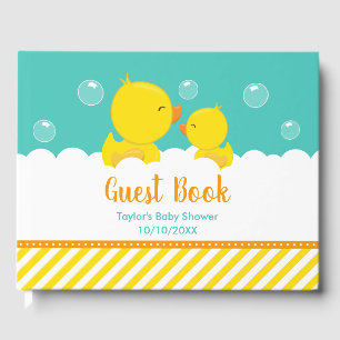 Rubber Ducky Yellow and Green Baby Shower Guest Book