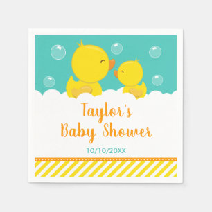 Rubber Ducky Yellow and Green Baby Shower Napkin