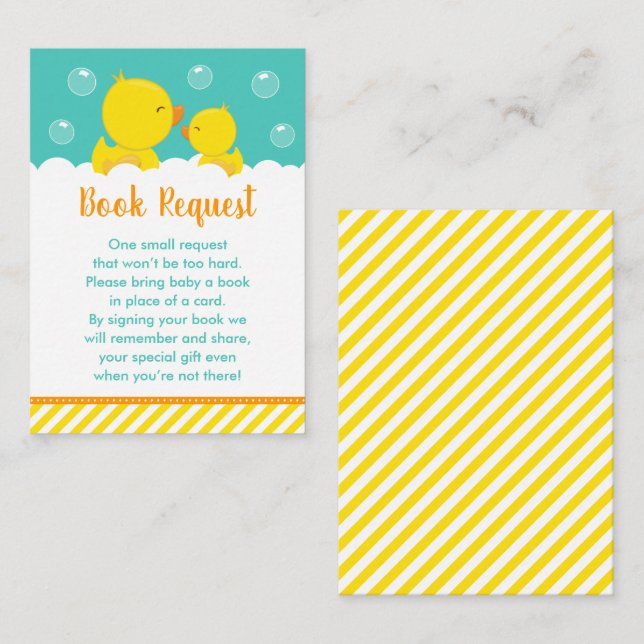 Rubber Ducky Yellow and Green Book Request Enclosure Card (Front/Back)