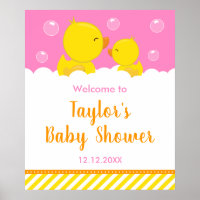 Rubber Ducky Yellow and Pink Baby Shower Welcome