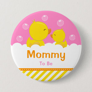 Rubber Ducky Yellow and Pink Mommy To Be 7.5 Cm Round Badge