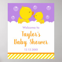 Rubber Ducky Yellow and Purple Baby Shower Welcome