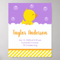 Rubber Ducky Yellow and Purple Birth Statistics