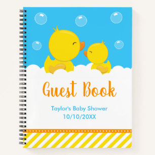 Rubber Ducky Yellow Blue Baby Shower Guest Book
