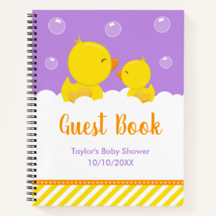 Rubber Ducky Yellow Purple Baby Shower Guest Book