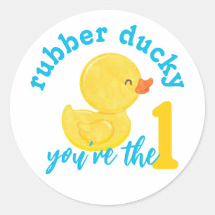 Rubber Ducky You're the One 1st Birthday Stickers