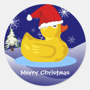 Rubber Ducky's Christmas Classic Round Sticker