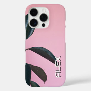 Rubber Plant Botanical Art on Dusty Pink iPhone 16 Pro Case