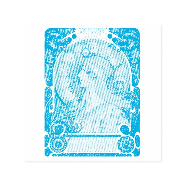 RUBBER STAMP : ALPHONS MARIA MUCHA : LA PLUME (Design)