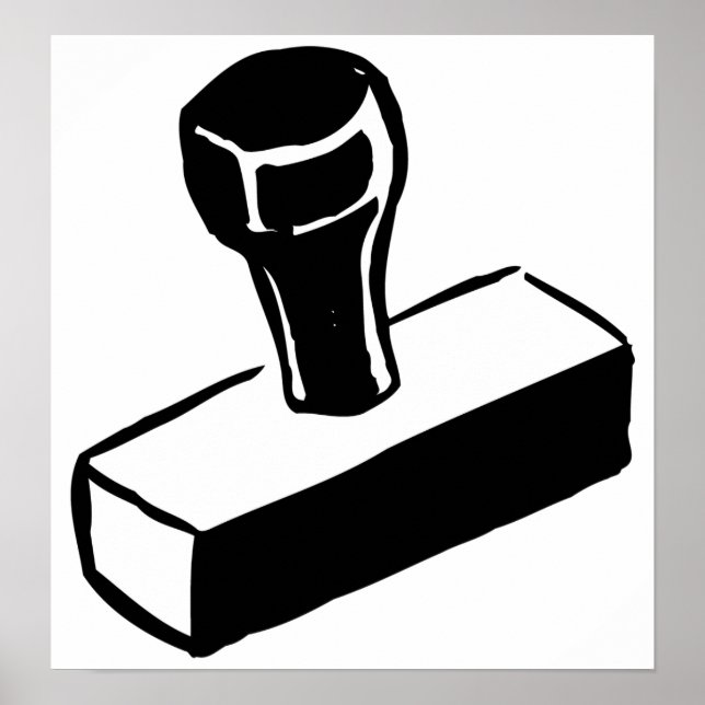Rubber Stamp Icon Black and White Office Tool Poster (Front)