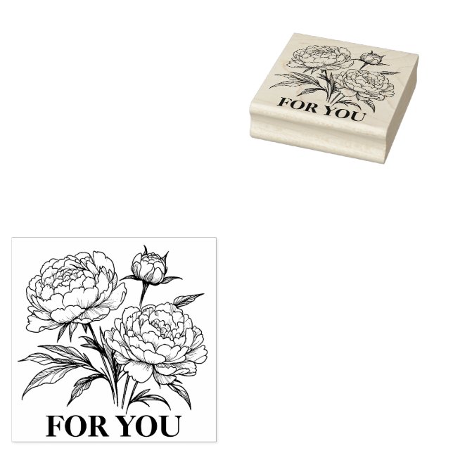 Rubber Stamp Peonies Var02 (Stamped)