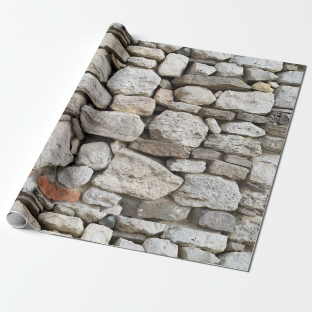 Rubble stone wall pattern wrapping paper (Unrolled)