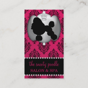 Rubelite Pink Jewelled Damask Dog Grooming/Spa Business Card