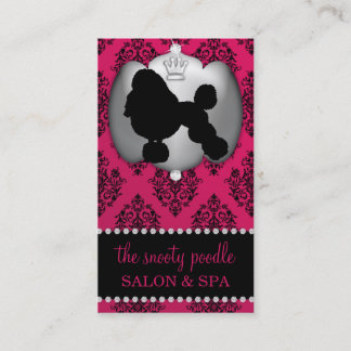 Rubelite Pink Jewelled Damask Dog Grooming/Spa Business Card
