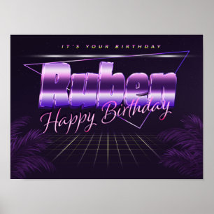 Ruben Name Vorname lila retro Poster Geburtstag