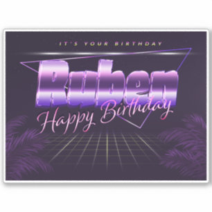 Ruben Name Vorname lila retro Sticker Geburtstag