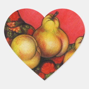 Rubenesque Pears Heart Sticker